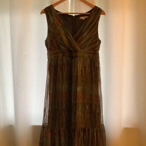 CLEO dress, size 8…olive green with strokes beige, terra cotta and brown - Picture 4 of 4